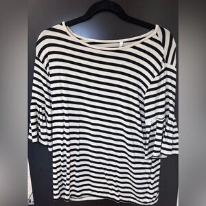 Z Supply Small Short Sleeve Tunic Black And White Stripes